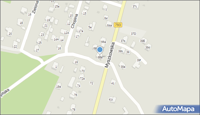 Żarki, Myszkowska, 68a, mapa Żarki