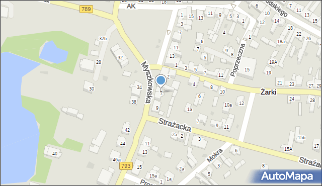 Żarki, Myszkowska, 7, mapa Żarki