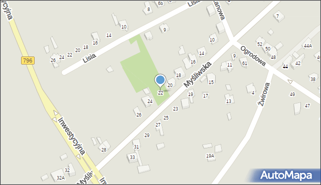 Zawiercie, Myśliwska, 22, mapa Zawiercie