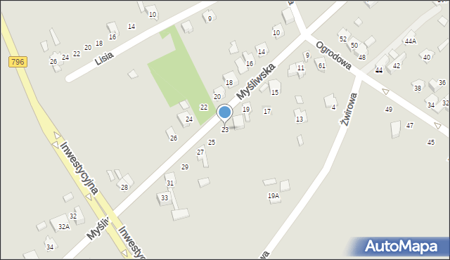 Zawiercie, Myśliwska, 23, mapa Zawiercie