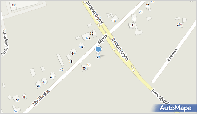 Zawiercie, Myśliwska, 49, mapa Zawiercie
