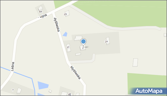 Żuławka, Myśliwska, 1B, mapa Żuławka