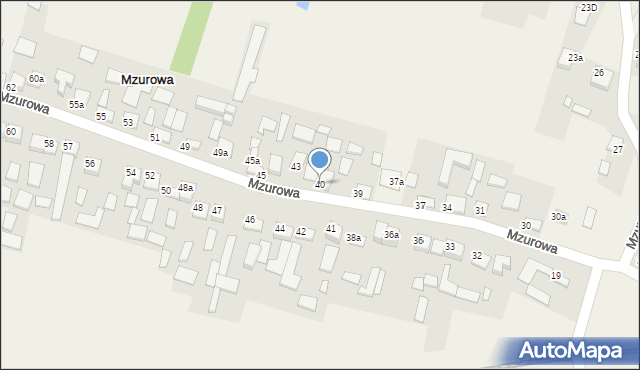 Mzurowa, Mzurowa, 40, mapa Mzurowa