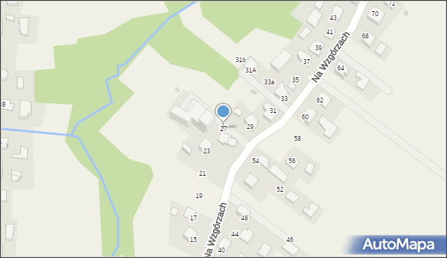 Bachowice, Na Wzgórzach, 27, mapa Bachowice