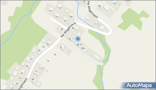 Bachowice, Na Wzgórzach, 80, mapa Bachowice