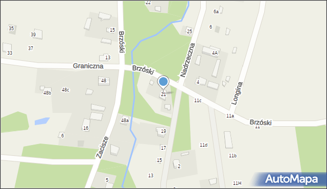 Bądzyń, Nadrzeczna, 21, mapa Bądzyń