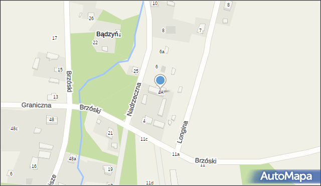 Bądzyń, Nadrzeczna, 4A, mapa Bądzyń