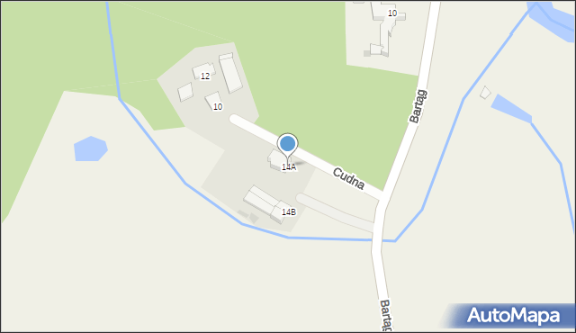 Bartąg, Nad Łyną, 14A, mapa Bartąg