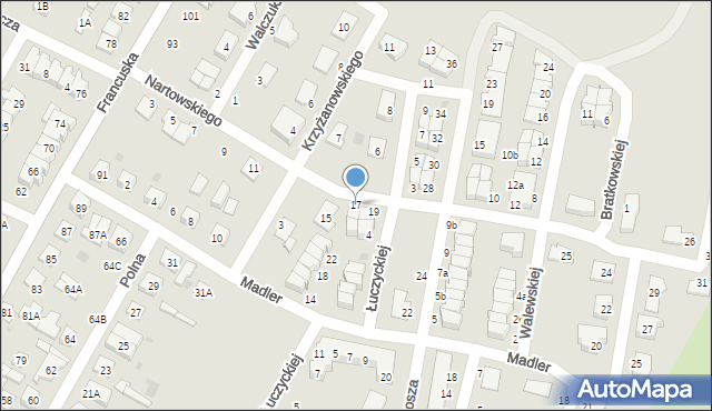 Biała Podlaska, Nartowskiego Wacława, 17, mapa Białej Podlaskiej