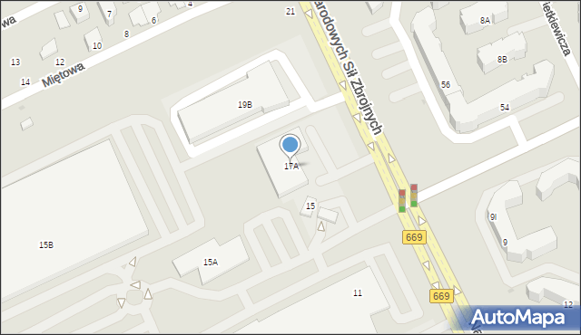 Białystok, Narodowych Sił Zbrojnych, 17A, mapa Białegostoku