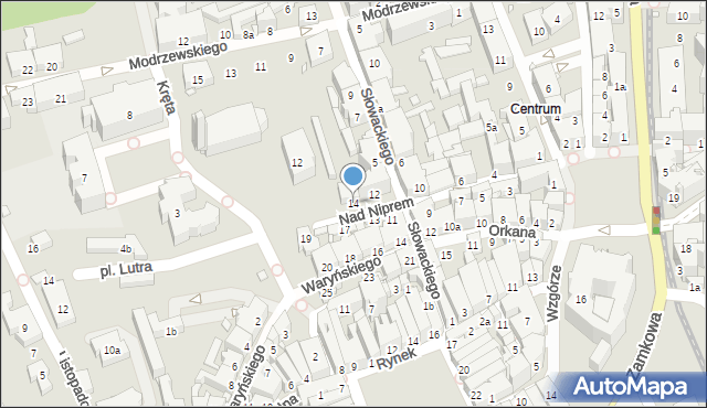 Bielsko-Biała, Nad Niprem, 14, mapa Bielsko-Białej