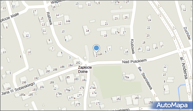 Bielsko-Biała, Nad Potokiem, 1, mapa Bielsko-Białej