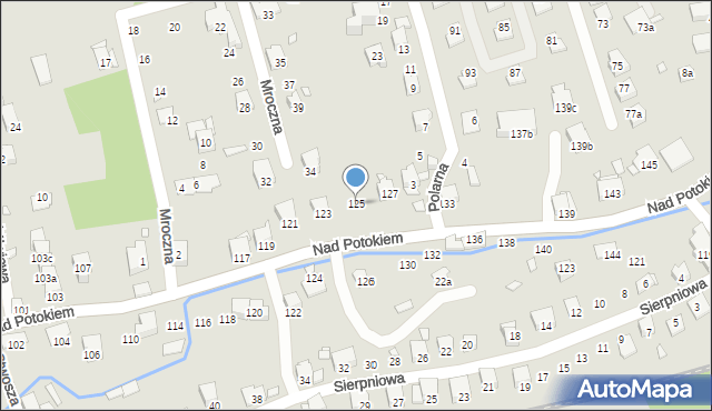 Bielsko-Biała, Nad Potokiem, 125, mapa Bielsko-Białej
