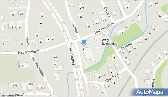 Bielsko-Biała, Nad Potokiem, 24, mapa Bielsko-Białej