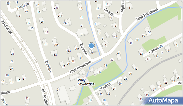 Bielsko-Biała, Nad Potokiem, 35, mapa Bielsko-Białej