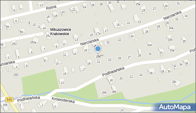 Bielsko-Biała, Narciarska, 18a, mapa Bielsko-Białej