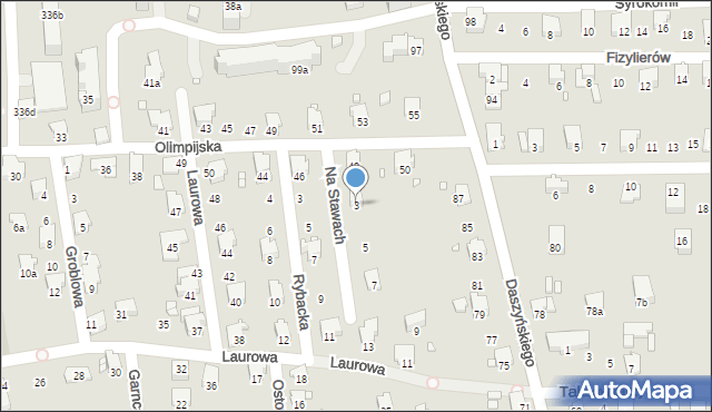 Bielsko-Biała, Na Stawach, 3, mapa Bielsko-Białej