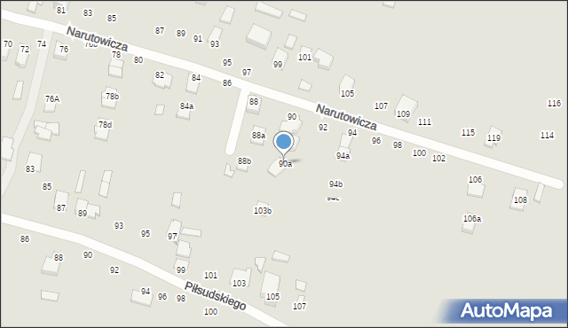 Biłgoraj, Narutowicza Gabriela, 90a, mapa Biłgoraj