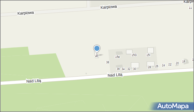 Błędowo, Nad Litą, 40, mapa Błędowo