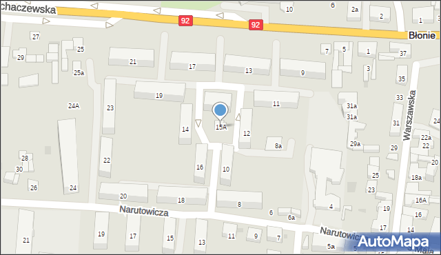 Błonie, Narutowicza Gabriela, 15A, mapa Błonie