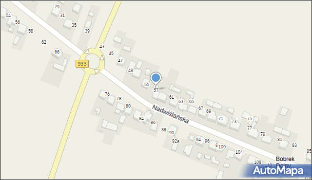 Bobrek, Nadwiślańska, 57, mapa Bobrek
