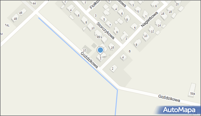 Bogdanowo, Nagietkowa, 1, mapa Bogdanowo