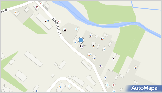 Borki, Nadrzeczna, 8A, mapa Borki