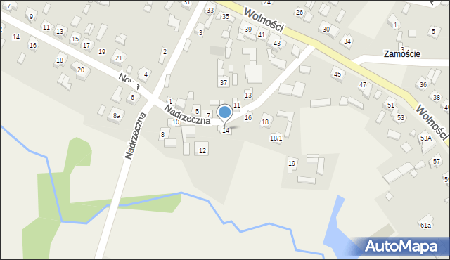 Boronów, Nadrzeczna, 14, mapa Boronów