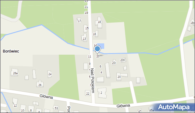 Borówiec, Nad Potokiem, 10, mapa Borówiec