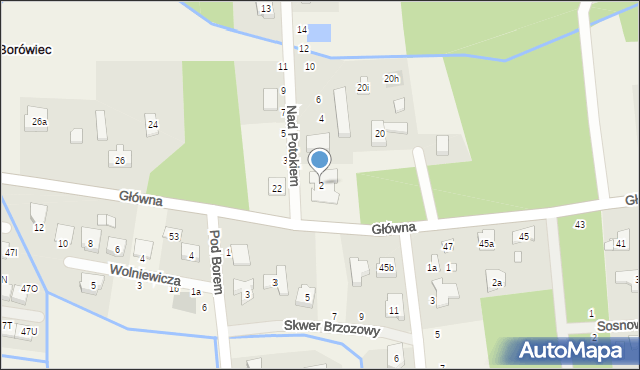 Borówiec, Nad Potokiem, 2, mapa Borówiec