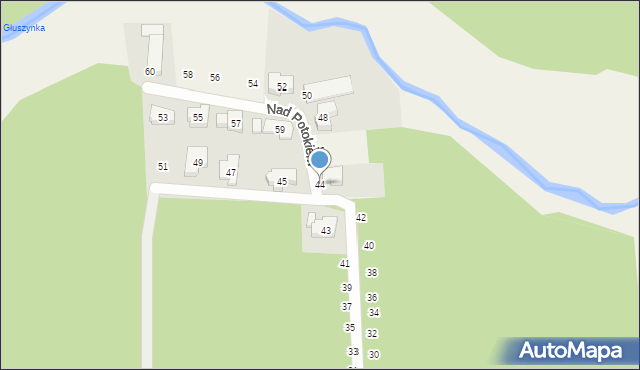 Borówiec, Nad Potokiem, 44, mapa Borówiec