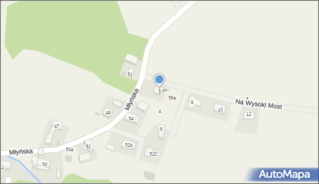 Brzezia Łąka, Na Wysoki Most, 2, mapa Brzezia Łąka