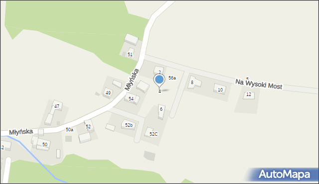 Brzezia Łąka, Na Wysoki Most, 4, mapa Brzezia Łąka