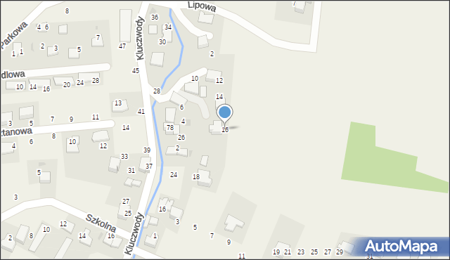 Brzezie, Nad Potokiem, 16, mapa Brzezie