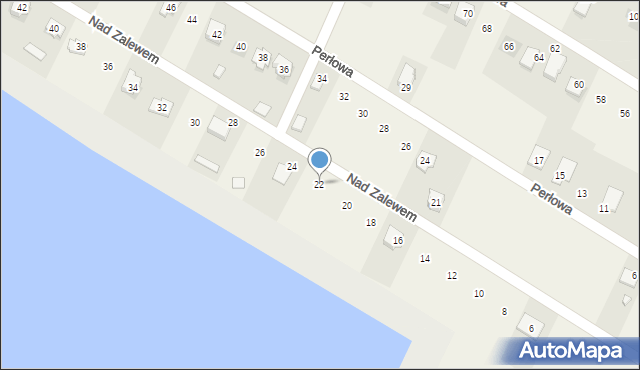 Brzeziny, Nad Zalewem, 22, mapa Brzeziny