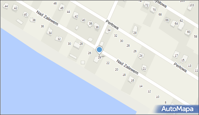 Brzeziny, Nad Zalewem, 24, mapa Brzeziny