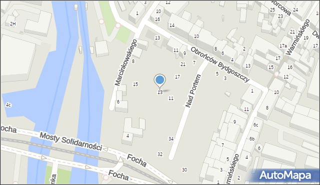 Bydgoszcz, Nad Portem, 13, mapa Bydgoszczy