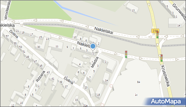 Bydgoszcz, Nakielska, 1, mapa Bydgoszczy