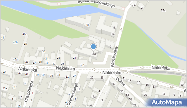 Bydgoszcz, Nakielska, 18a, mapa Bydgoszczy