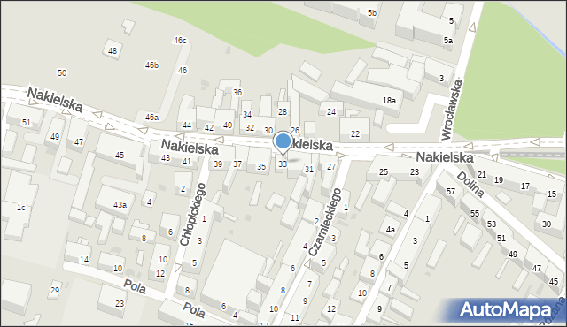 Bydgoszcz, Nakielska, 33, mapa Bydgoszczy