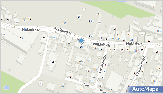 Bydgoszcz, Nakielska, 45, mapa Bydgoszczy