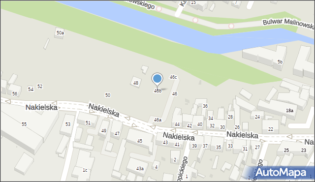 Bydgoszcz, Nakielska, 46b, mapa Bydgoszczy