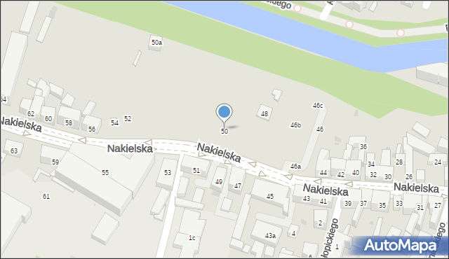Bydgoszcz, Nakielska, 50, mapa Bydgoszczy