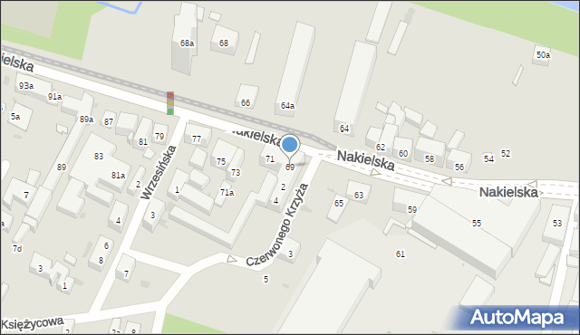 Bydgoszcz, Nakielska, 69, mapa Bydgoszczy