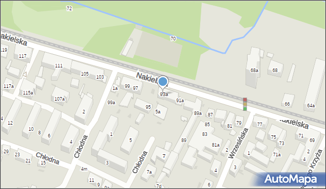Bydgoszcz, Nakielska, 93a, mapa Bydgoszczy