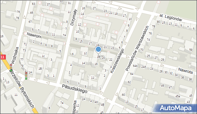 Bytom, Nawrota Franciszka, ks., 18, mapa Bytomia
