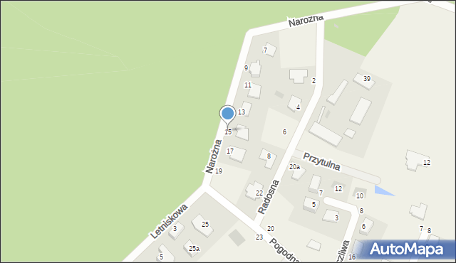 Ciele, Narożna, 15, mapa Ciele