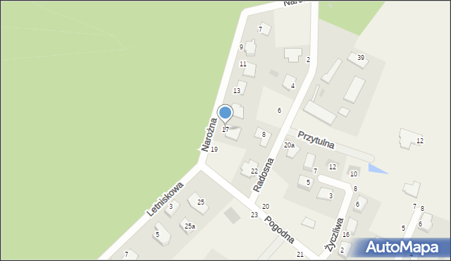 Ciele, Narożna, 17, mapa Ciele