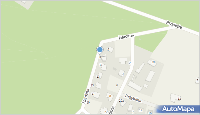 Ciele, Narożna, 9, mapa Ciele