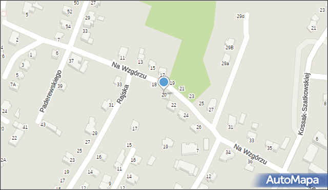 Cieszyn, Na Wzgórzu, 20, mapa Cieszyna